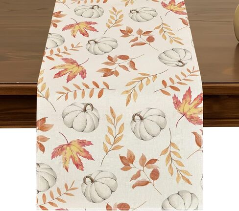 Football Maple Leaves Fall Table Runner 13x72 Inch Seasonal Harvest Autumn Thanksgiving Kitchen Dining Table Decor for Indoor Outdoor Home Party Decorations ZQ38 in Kuwait