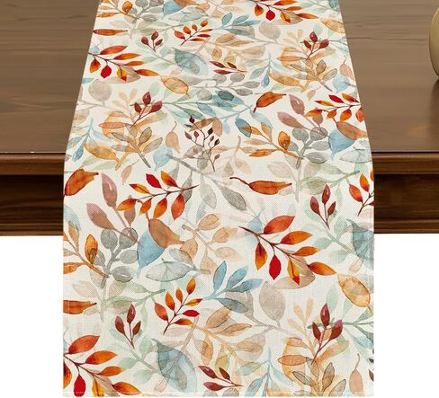 Football Maple Leaves Fall Table Runner 13x72 Inch Seasonal Harvest Autumn Thanksgiving Kitchen Dining Table Decor for Indoor Outdoor Home Party Decorations ZQ38 in Kuwait