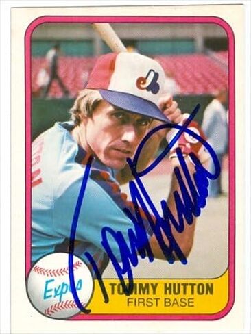 Autograph Warehouse 38511 Tommy Hutton Autographed Baseball Card Montreal Expos 1981 Fleer No. 164 in Saudi Arabia