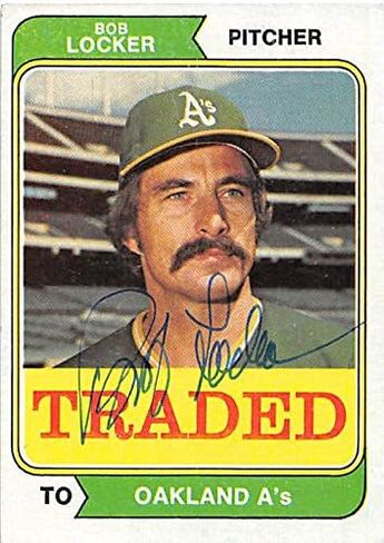 توقيع 121553 أوكلاند ألعاب القوى 1974 Topps No. 62T Bob Locker بطاقة البيسبول موقعة in Saudi Arabia
