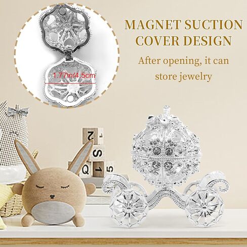 MDEOOSKY Silver Diamond Pumpkin Carriage Jewelry Box, Cinderella Pumpkin Carriage Decorative Hinged Jewelry Trinket Box, Hollow Diamond Pumpkin Carria in Saudi Arabia