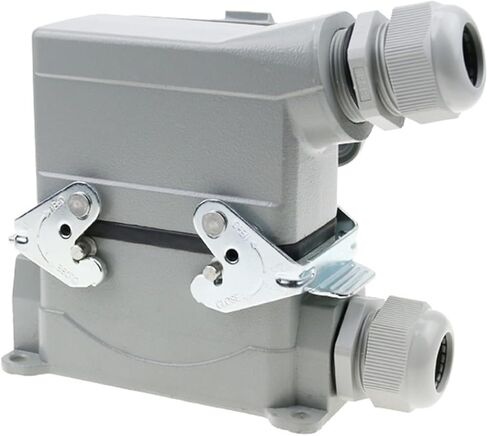 2 PCS HDC-HE-16 موصل الثقيلة 16 دبوس قابس مقبس الطيران الصناعي المضاد للماء مع غطاء واقعي 500V 16A (خط أعلى قاعدة 16) in Saudi Arabia