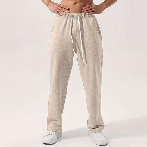 Baggy Sweatpants Men Loose Fleece Joggers with Pockets Elastic Drawstring Casual Gym Pants Straight Leg Trendy Trousers in Saudi Arabia