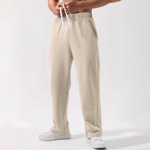 Baggy Sweatpants Men Loose Fleece Joggers with Pockets Elastic Drawstring Casual Gym Pants Straight Leg Trendy Trousers in Saudi Arabia