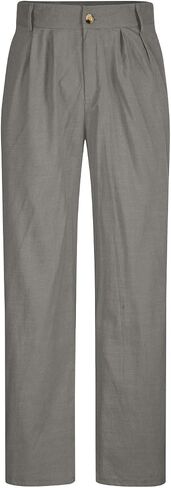 Mens Linen Dress Pants Relaxed Fit Straight Leg Casual Pleated Slacks Fall Summer Lightweight Cotton Beach Slacks in Saudi Arabia