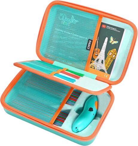 RAIACE Hard Storage Case Compatible with 3Doodler Start+ Essentials for 3D Pen Set, Protective Carrying Bag for Printing Pens, Cables and Accessories. (case only) - Green in Kuwait