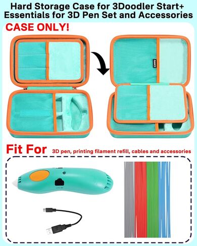RAIACE Hard Storage Case Compatible with 3Doodler Start+ Essentials for 3D Pen Set, Protective Carrying Bag for Printing Pens, Cables and Accessories. (case only) - Green in Kuwait