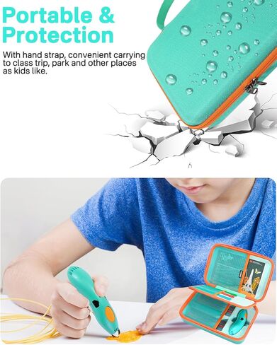 RAIACE Hard Storage Case Compatible with 3Doodler Start+ Essentials for 3D Pen Set, Protective Carrying Bag for Printing Pens, Cables and Accessories. (case only) - Green in Kuwait