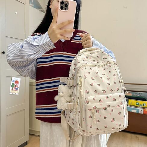 Coquette Flower Backpack - Cute Aesthetic Backpack Kawaii Daypack (A01 Pink Flower) in Kuwait