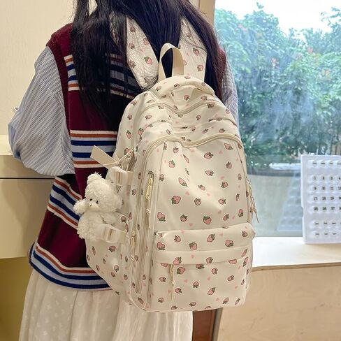 Coquette Flower Backpack - Cute Aesthetic Backpack Kawaii Daypack (A01 Pink Flower) in Kuwait