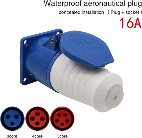 Waterproof Industrial Aviation Plug and Socket Connector 3-pin 4-pin 5-pin 16A Concealed Aviation Docking(5 Core Red) in Saudi Arabia
