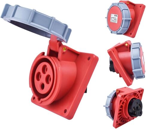 IP67 Waterproof and Explosion-Proof Industrial Plug and Socket 16A 32A 63A 125A Inward tilt Socket Panel Installation 220V 380V 415V(63A 3P) in Saudi Arabia