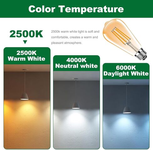 مصابيح LED LED LED Vintage Edison Light ، E26 LED LED 25W مكافئ ، ST64 مصابيح خيوط LED عتيقة ، 2.5 واط أبيض دافئ 2500 كيلو ، 250 لتر ، زجاج العنبر ، غير قابلة للتشويش ، 3 عبوة in Kuwait