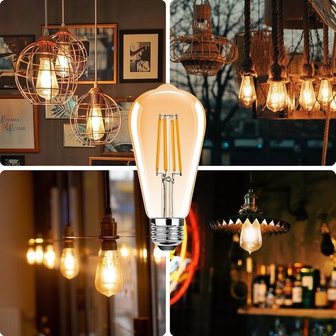 مصابيح LED LED LED Vintage Edison Light ، E26 LED LED 25W مكافئ ، ST64 مصابيح خيوط LED عتيقة ، 2.5 واط أبيض دافئ 2500 كيلو ، 250 لتر ، زجاج العنبر ، غير قابلة للتشويش ، 3 عبوة in Kuwait