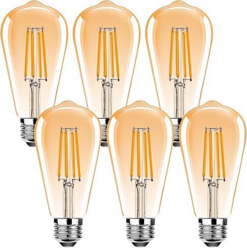 مصابيح LED LED LED Vintage Edison Light ، E26 LED LED 25W مكافئ ، ST64 مصابيح خيوط LED عتيقة ، 2.5 واط أبيض دافئ 2500 كيلو ، 250 لتر ، زجاج العنبر ، غير قابلة للتشويش ، 3 عبوة in Kuwait