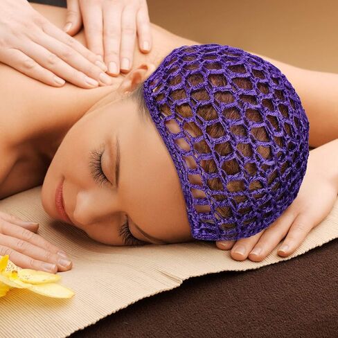 Geyoga 6 Pieces Mesh Crochet Hair Net Rayon Knit Snood Hat Thick Short Women Hairnet Snoods Cover Ornament for Sleeping (Black) in Kuwait