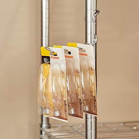 السنانير عمود الرف | 5 عبوات 4 "خطافات متعددة الأغراض | Chrome | Snap-On Heavy-Duty لـ 1" مترو أو سلك أو رفوف معدنية | مثالي للمرآب والمطبخ والمستودعات تخزين in Kuwait