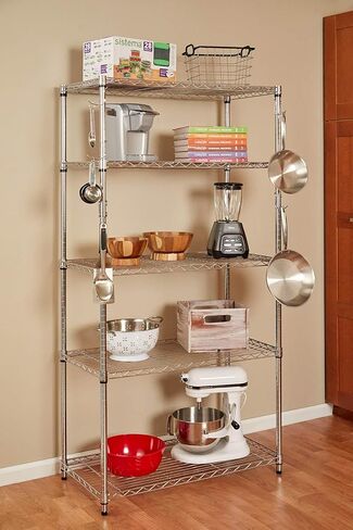 السنانير عمود الرف | 5 عبوات 4 "خطافات متعددة الأغراض | Chrome | Snap-On Heavy-Duty لـ 1" مترو أو سلك أو رفوف معدنية | مثالي للمرآب والمطبخ والمستودعات تخزين in Kuwait
