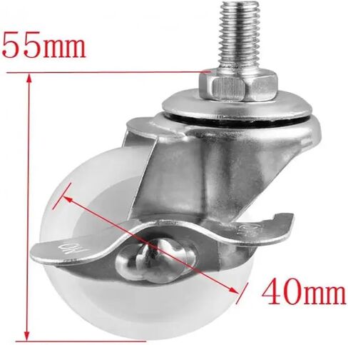 (Pack of 10) Casters in Stock 1.5 inch White Pp Screw Brake Wheel M6 Diameter 40mm Small Size Suitable for Rack in Saudi Arabia