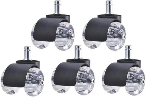 (Pack of 5) 2-inch 11MM Universal Wheel PU Clip Spring Black Transparent Brake Office Chair Movable Caster Pulley(Wheel 2-White) in Saudi Arabia