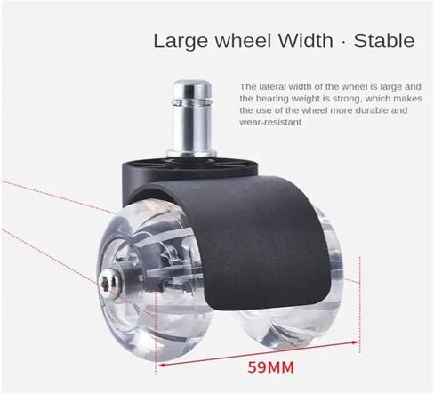 (Pack of 5) 2-inch 11MM Universal Wheel PU Clip Spring Black Transparent Brake Office Chair Movable Caster Pulley(Wheel 2-White) in Saudi Arabia