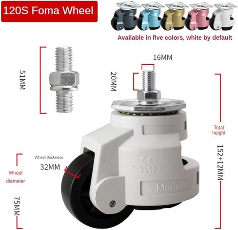 1 حزمة 120F/120S T-Type Foma Wheel Level Adjustment مناسب لأجهزة أثاث الآلات (120F-T ، الذهب) in Saudi Arabia