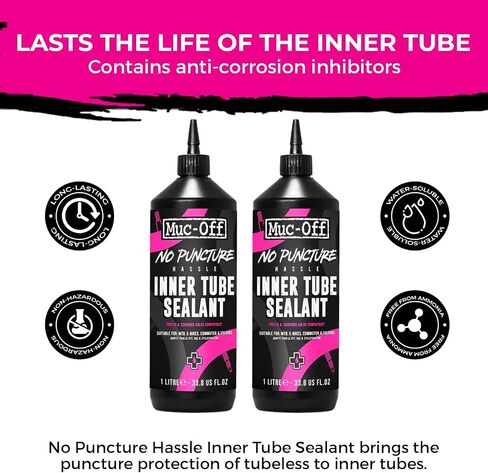 Muc Off No Puncture Hassle Inner Tube Sealant, 1 Liter - Advanced Bicycle Tyre Sealant for Repairing Inner Tube Punctures of Up to 4mm in Saudi Arabia