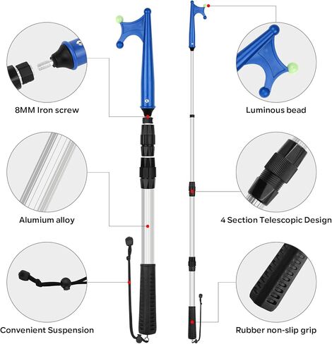 SAN LIKE Boat Hooks for Docking Extension Pole Hook Telescopic Boat Pole with Luminous Bead, Lightweight Floating, Non-Slip Rubber Handle, Durable & Rust-Resistant in Kuwait