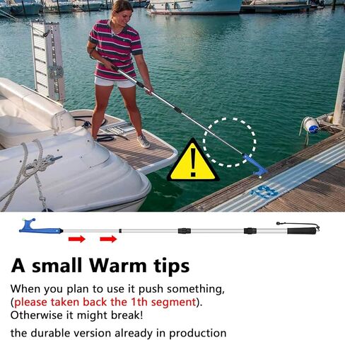 SAN LIKE Boat Hooks for Docking Extension Pole Hook Telescopic Boat Pole with Luminous Bead, Lightweight Floating, Non-Slip Rubber Handle, Durable & Rust-Resistant in Kuwait