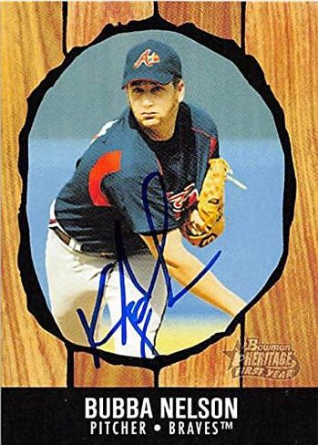 126079 Atlanta Braves FT 2003 Bowman Heritage السنة الأولى رقم 194 بوبا نيلسون بطاقة البيسبول in Saudi Arabia