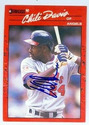 توقيعه 223401 كاليفورنيا الملائكة 1990 Donruss No. 136 Chili Davis بطاقة البيسبول موقعة in Saudi Arabia