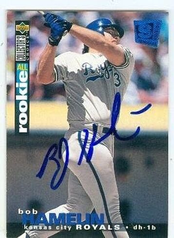 توقيع 223507 Kansas City Royals 1995 Upper Deck No. 215 All Rookie Bob Hamelin بطاقة البيسبول in Kuwait