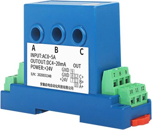 Three-Phase AC Current Transmitter AC5A10A to 4-20mA0-10V Output Power Sensor Module(3XAC 0-25A_8MM_DC24V) in Saudi Arabia