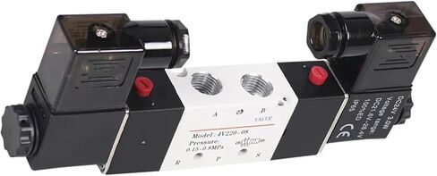 4V230-08C 5 Way 3 Position 1/4" Pneumatic Solenoid Valve DC12V DC24V AC110V AC220V w Fittings Connector 4 6 8 10 12mm(8mm connector,220 Volt) in Saudi Arabia