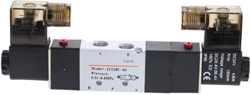 4V230-08C 5 Way 3 Position 1/4" Pneumatic Solenoid Valve DC12V DC24V AC110V AC220V w Fittings Connector 4 6 8 10 12mm(8mm connector,220 Volt) in Saudi Arabia
