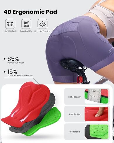 شورت الدراجات المبطنة للرياضة 4D - شورتات ركوب الدراجات 4D مع 3 جيوب للدراجات الجبلية ودراجة الطريق أسود in Kuwait