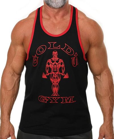 Gold's Gym Tank Top Ringer - الرسمي المرخص - RT -1 (XL ، Black/Red) in Kuwait