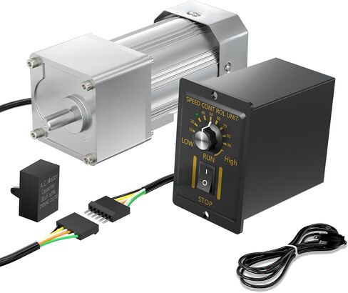 ارتفاع عزم الدوران الكهربائي محرك الترس AC منخفضة السرعة 15RPM ، متغير السرعة محرك 110V 200W عمود الإخراج 18 مم + حاكم السرعة القابلة للانعكاس لأدوات قطع المعادن in Kuwait