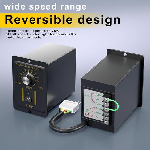 ارتفاع عزم الدوران الكهربائي محرك الترس AC منخفضة السرعة 15RPM ، متغير السرعة محرك 110V 200W عمود الإخراج 18 مم + حاكم السرعة القابلة للانعكاس لأدوات قطع المعادن in Kuwait