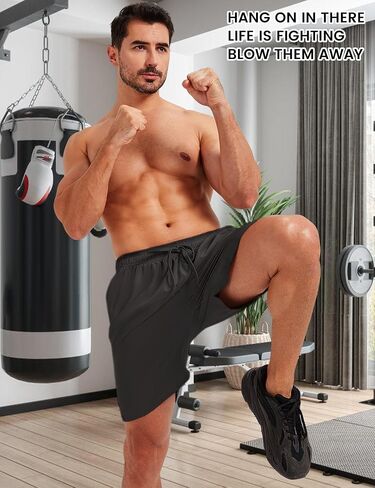 Men's Gym Shorts Quick Dry Workout Shorts for Men 7 Inches Lightweight Athletics Shorts with Zipper Pockets in Saudi Arabia