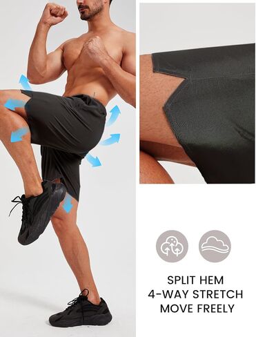 Men's Gym Shorts Quick Dry Workout Shorts for Men 7 Inches Lightweight Athletics Shorts with Zipper Pockets in Saudi Arabia