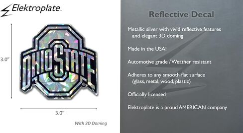Elektroplate مرخص رسميًا في ولاية أوهايو سيلفر سيلفر شارات عاكسة | Premium 3D مقببة جميع ملصقات الطقس للسيارة ، زجاجة الماء ، الكمبيوتر المحمول ، نافذة ، مبرد ، المصد ، صندوق الأدوات ، الهاتف | صنع في الولايات المتحدة in Saudi Arabia