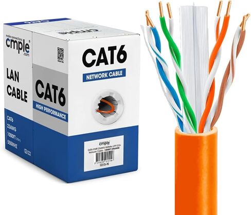 CMPLE - CAT6 CABLE 1000FT BULK LAN Ethernet Cat 6 Wire Network UTP 23AWG CMR RISER 10GBPS 550 MHz BOX 1000 FED ، Blue in Kuwait