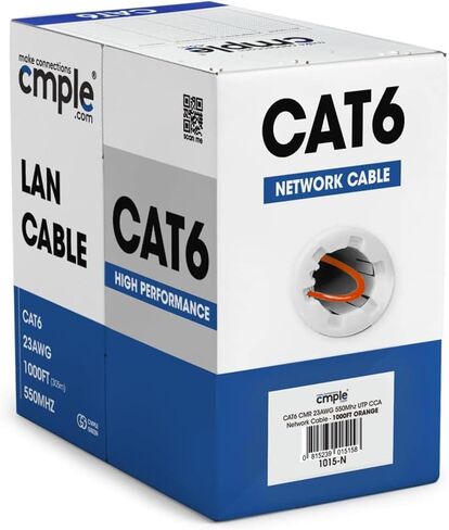 CMPLE - CAT6 CABLE 1000FT BULK LAN Ethernet Cat 6 Wire Network UTP 23AWG CMR RISER 10GBPS 550 MHz BOX 1000 FED ، Blue in Kuwait