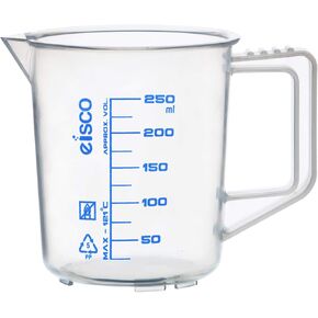 Eisco قياس الإبريق ، 250 مل - البولي بروبيلين - التخرج المطبوعة على الشاشة ، spout & handle لسهولة صب - وضوح بصري ممتاز in Kuwait