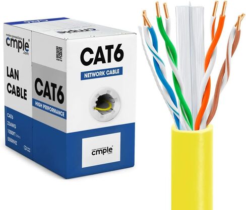CMPLE - CAT6 CABLE 1000FT BULK LAN Ethernet Cat 6 Wire Network UTP 23AWG CMR RISER 10GBPS 550 MHz BOX 1000 FED ، Blue in Kuwait