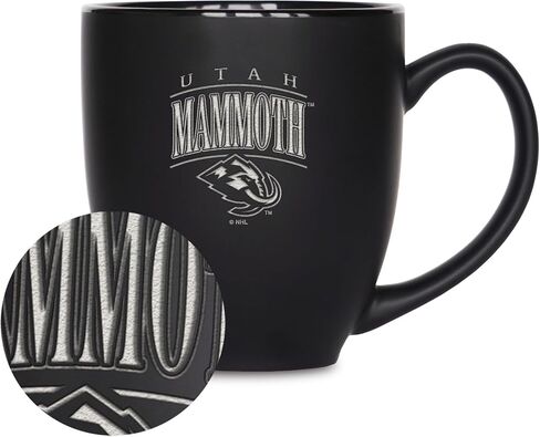 Rico Industries NHL Hockey Utah Mammoth Tribute 15oz Laser Engraved Matte Black Ceramic Bistro Mug - For Hot or Cold Drinks in Saudi Arabia