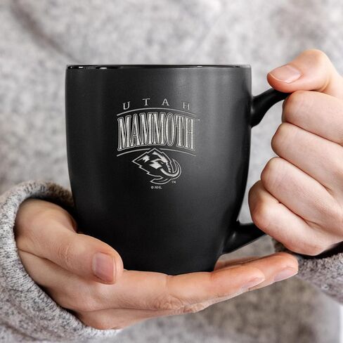 Rico Industries NHL Hockey Utah Mammoth Tribute 15oz Laser Engraved Matte Black Ceramic Bistro Mug - For Hot or Cold Drinks in Saudi Arabia