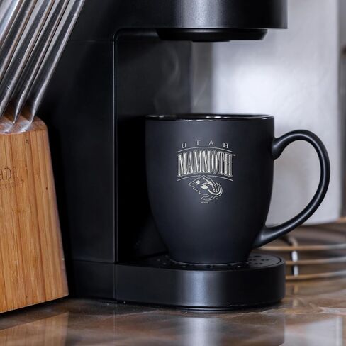 Rico Industries NHL Hockey Utah Mammoth Tribute 15oz Laser Engraved Matte Black Ceramic Bistro Mug - For Hot or Cold Drinks in Saudi Arabia