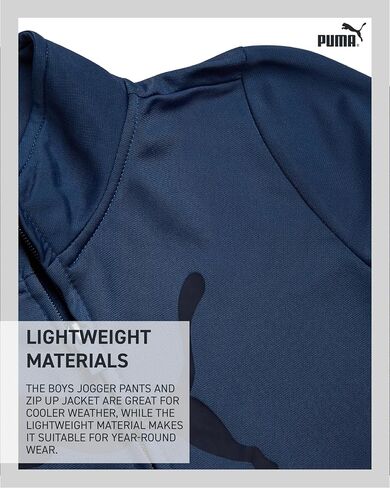 PUMA Toddler Boys 2 Piece Tricot Zip Jacket & Sweatpants Set | Soft Lightweight Breathable Fabric, Comfortable Flexible Fit, Great for Play & Everyday Active Kids Wear in Saudi Arabia